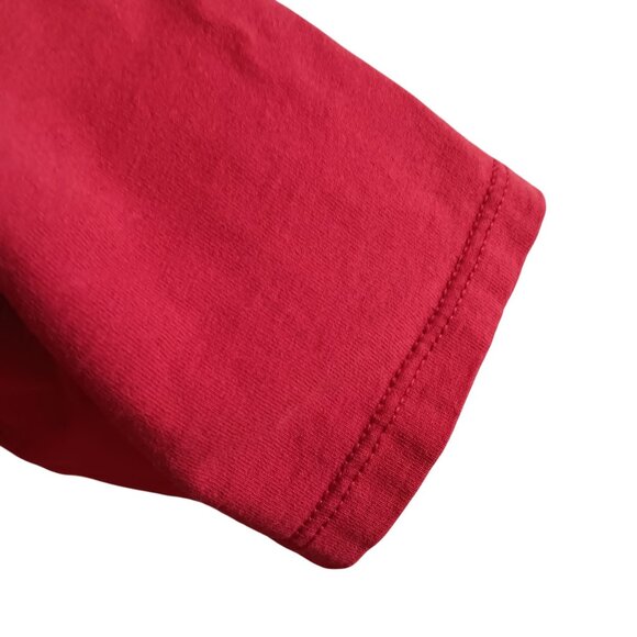 MEDIUM Vintage 1980s Mens Tee OPTMIST FOOTBALL GRAPHIC RED JERZEES USA T-SHIRT - Picture 4 of 5